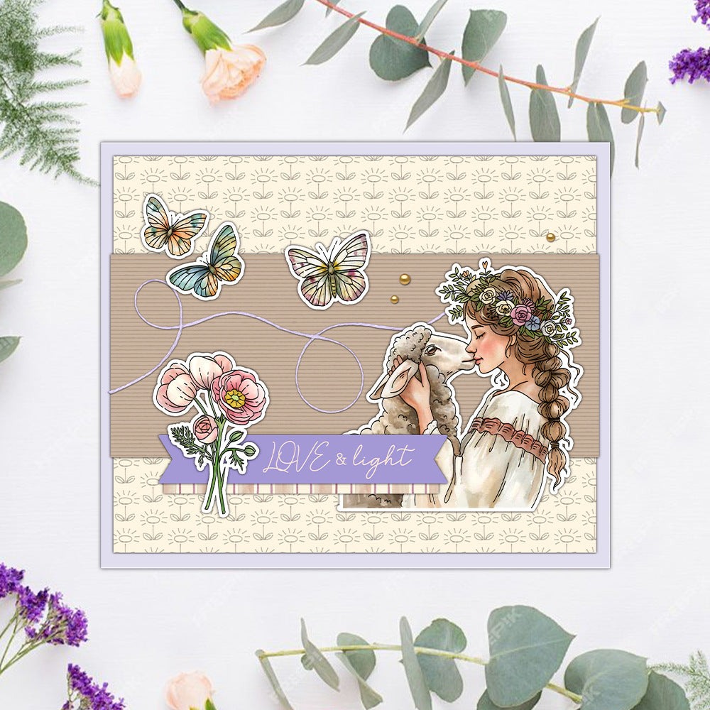 Girl Cross Flower Dies & Stamps Set
