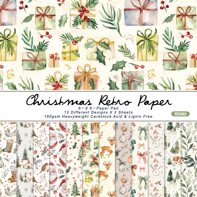 24PCS 6" Christmas Scrapbook Paper & Cardstock