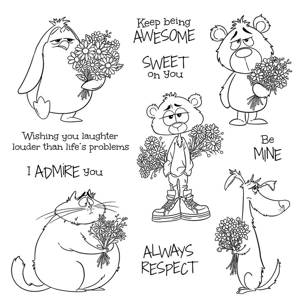 Animals Holding Bouquets Clear Stamps