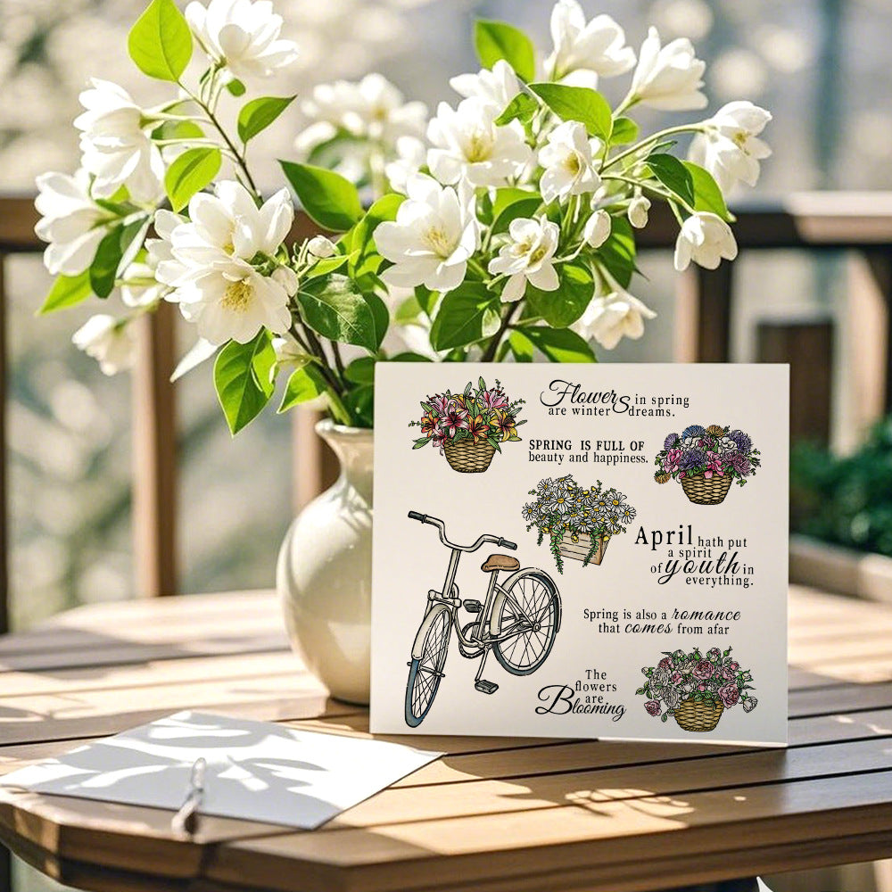 Bicycle Flower Basket Clear Stamps