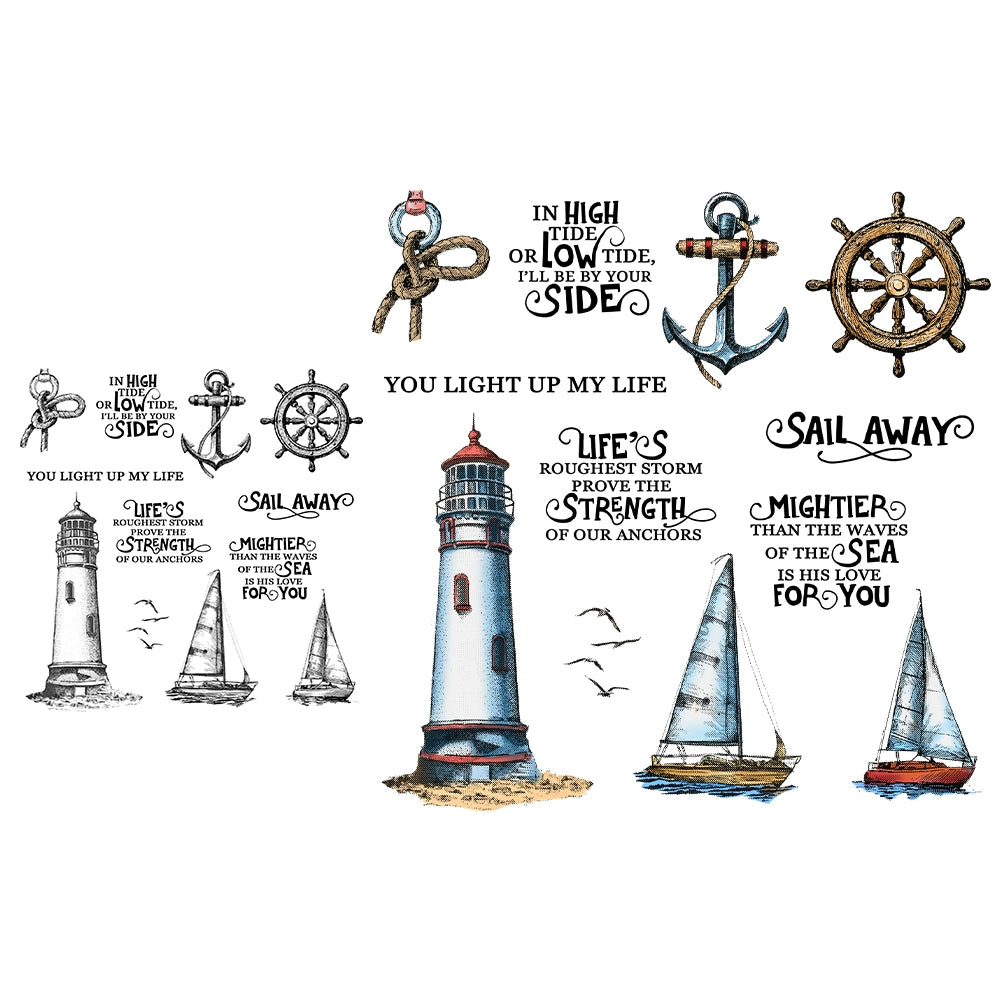Lighthouse Sailboat Anchor Dies & Stamps Set