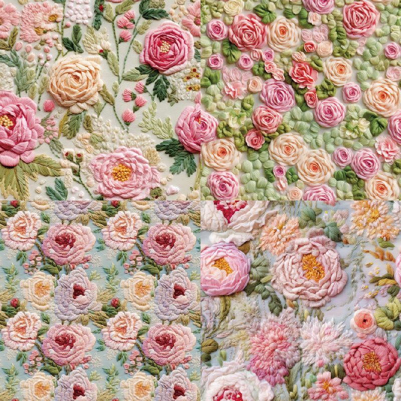 24PCS 6" Embroidery Flowers Scrapbook Paper & Cardstock