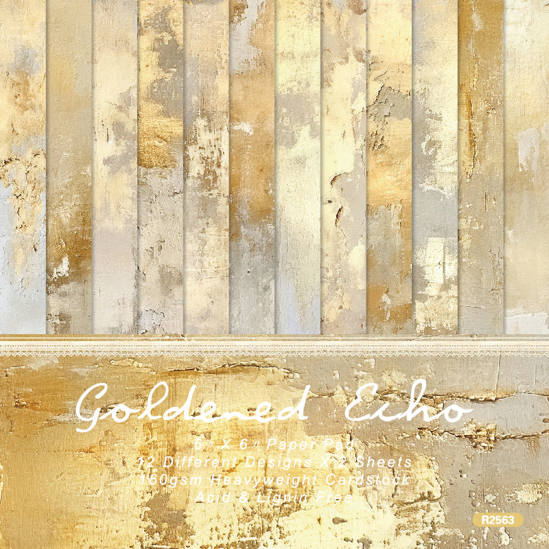 24PCS 6" Goldened Echo Scrapbook Paper & Cardstock