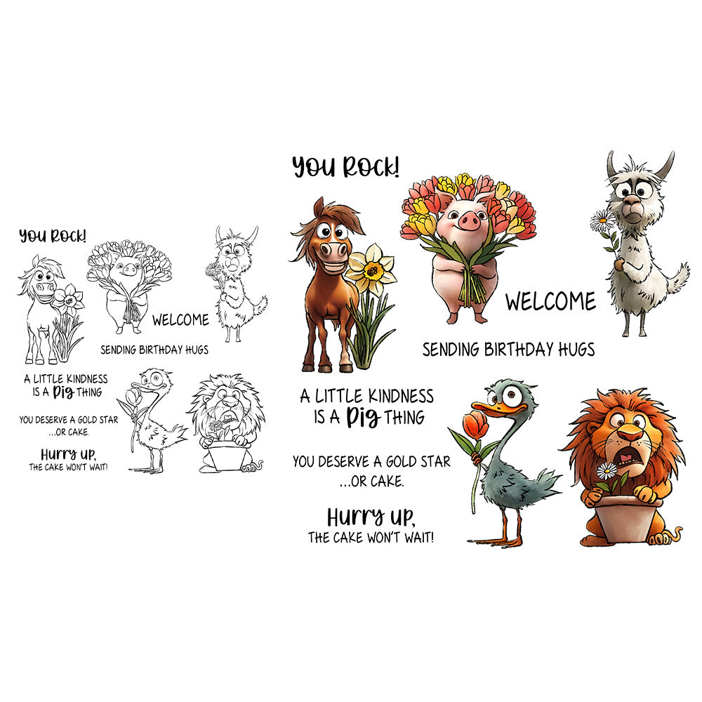 Cute Animals and Flowers Clear Stamps