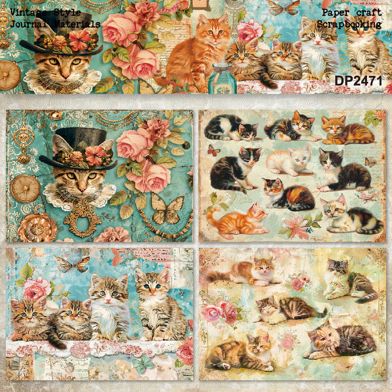A5 Chic Cats Rose Journal Scrapbook Paper