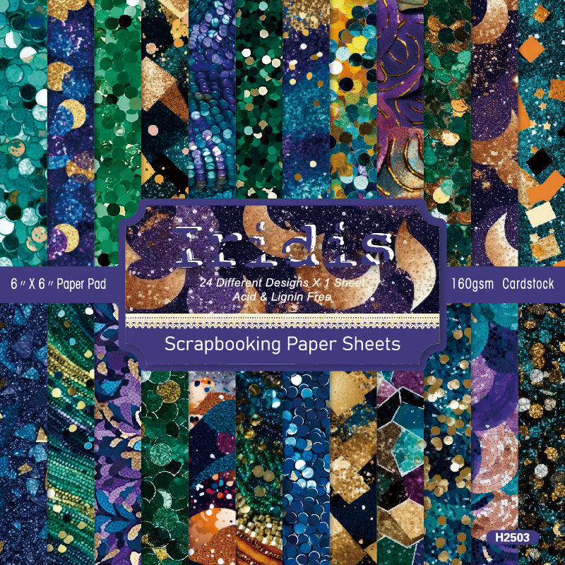 24PCS 6" Iridis Scrapbook Paper & Cardstock
