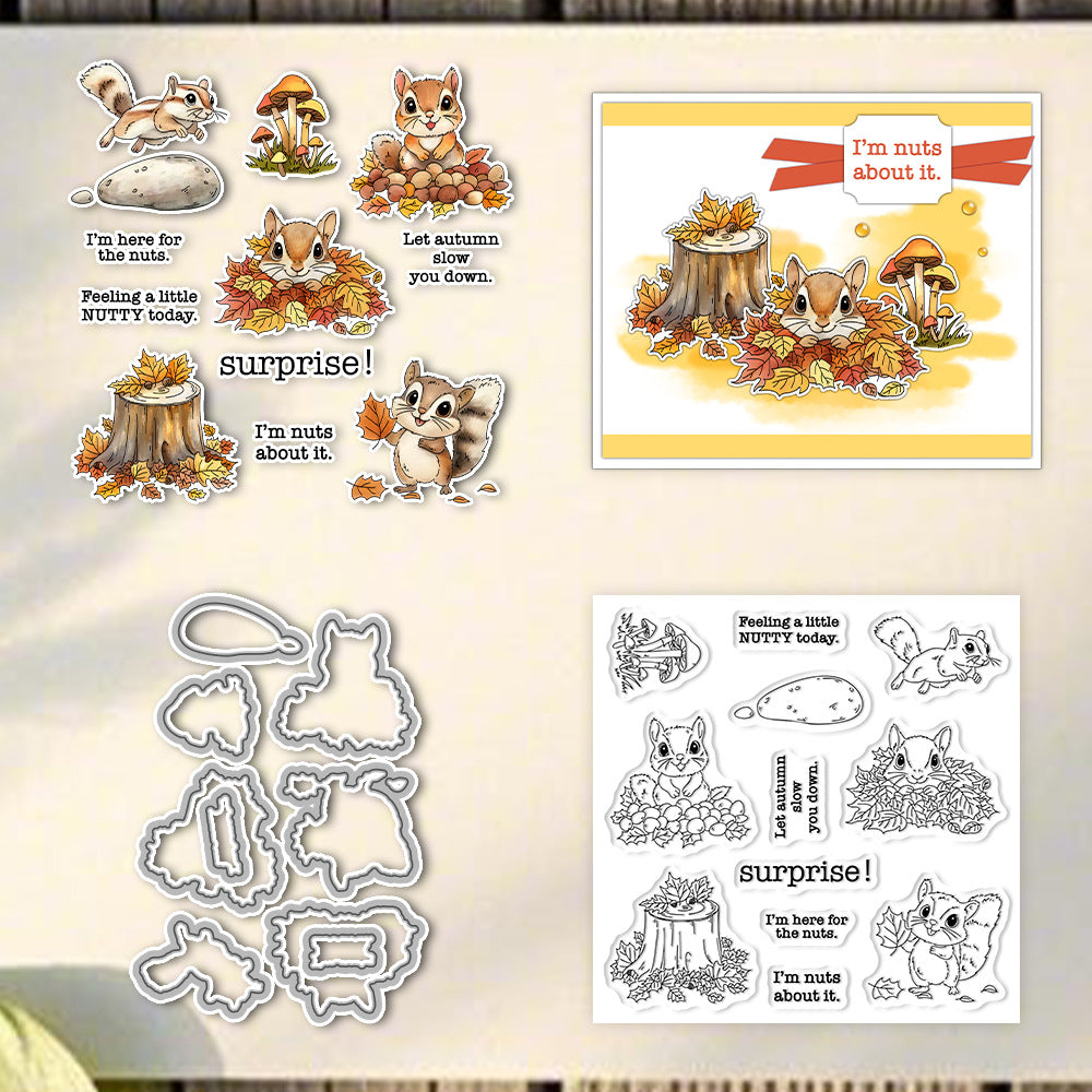 Squirrel Maple Leaf Dies & Stamps Set