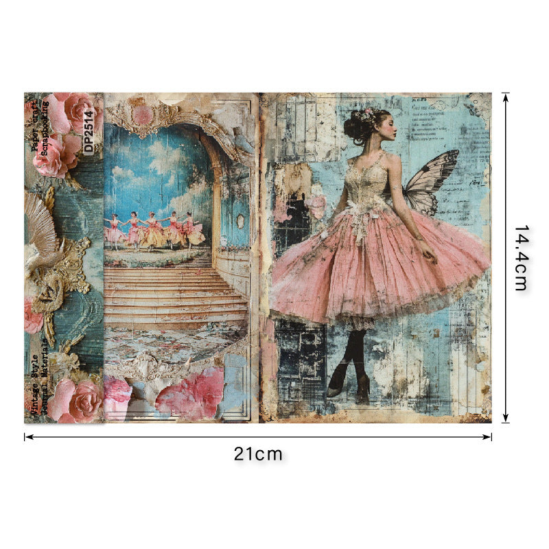 A5 Retro Dancing Girl Journal Scrapbook Paper