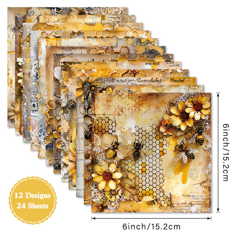 24PCS 6" Honey Scrapbook Paper & Cardstock