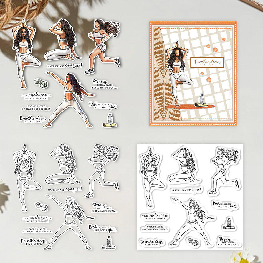 Girls Exercise Yoga Clear Stamps