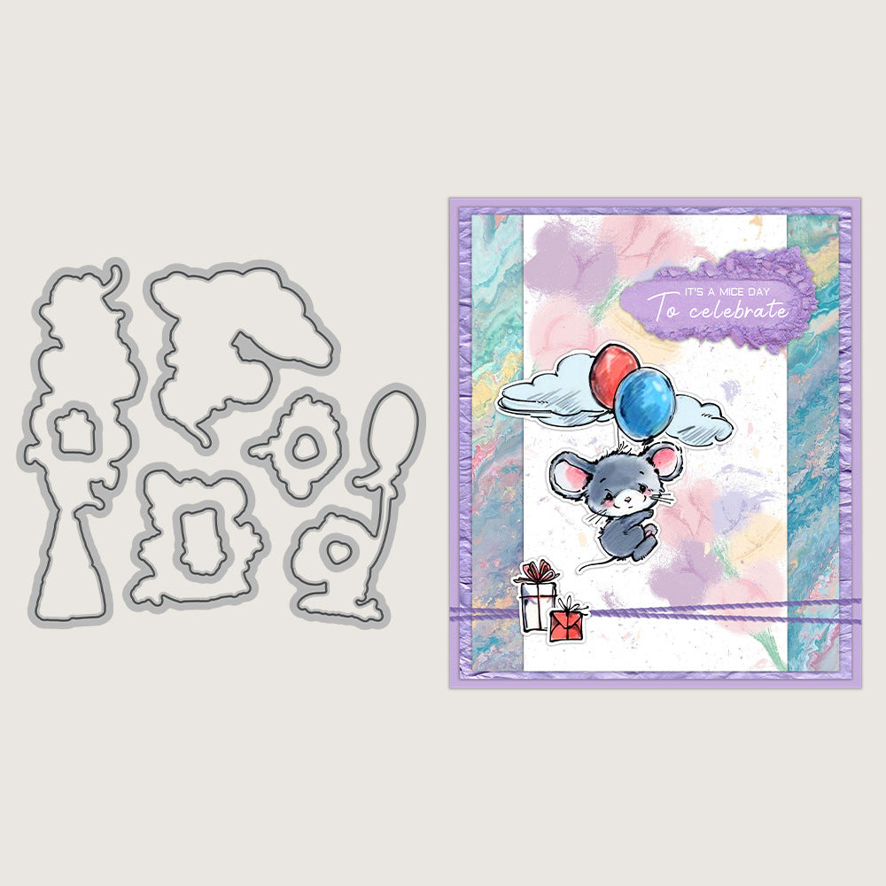 Cute Mouse In Party Dies & Stamps Set