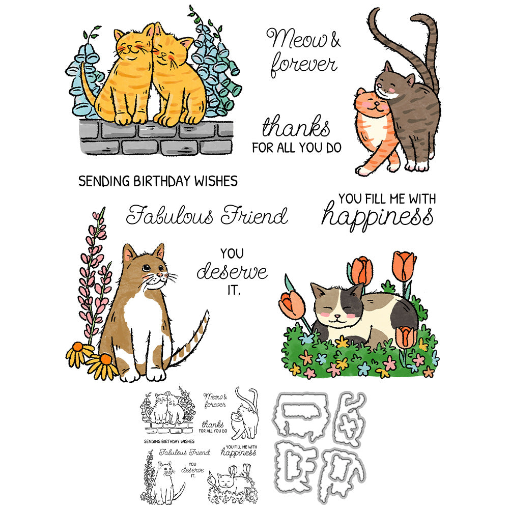 Cute Cats Dies & Stamps Set