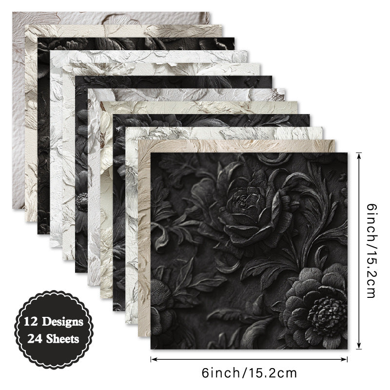 24PCS 6" Ivory Floret Scrapbook Paper & Cardstock