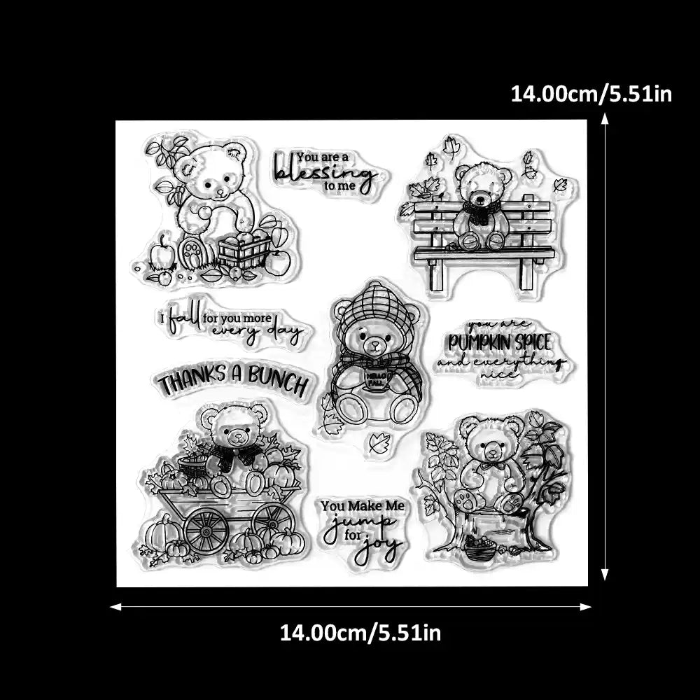 Autumn Harvest Pumpkins and Cute Bears Dies & Stamps Set