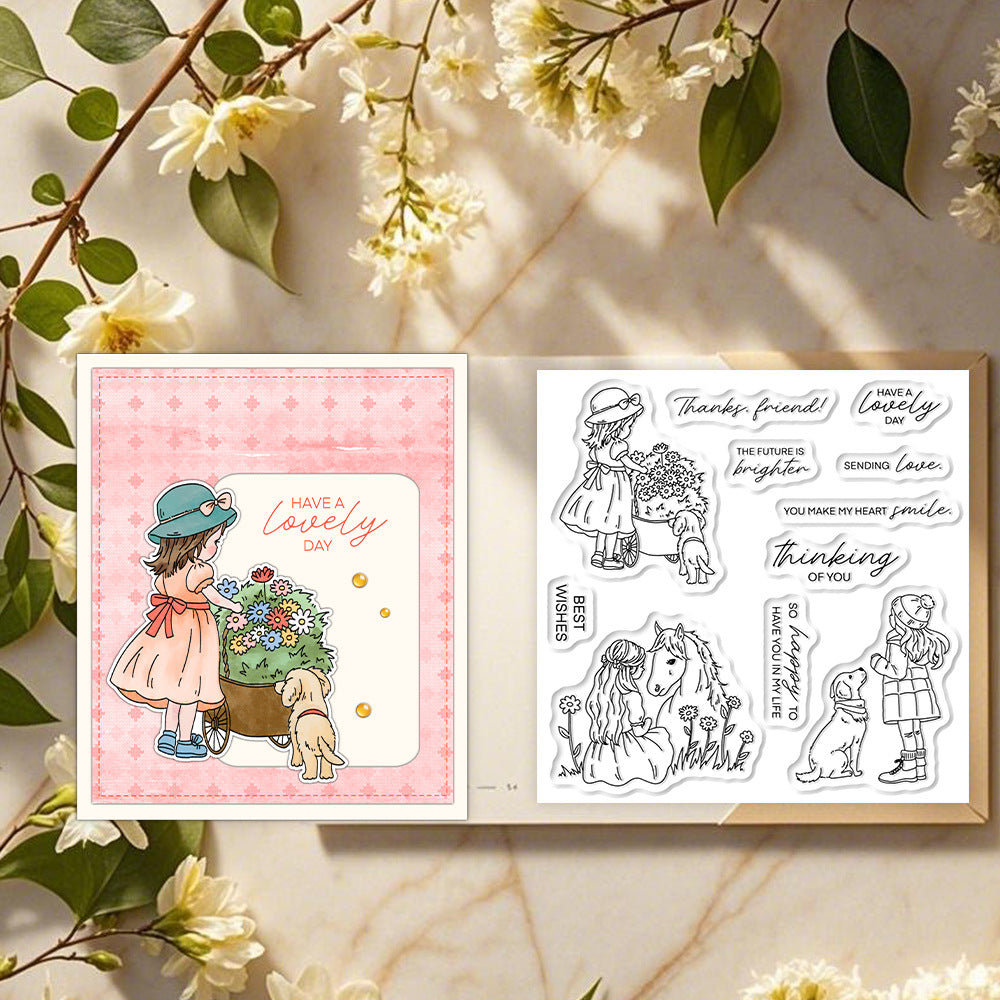 Girls and Animals Clear Stamps