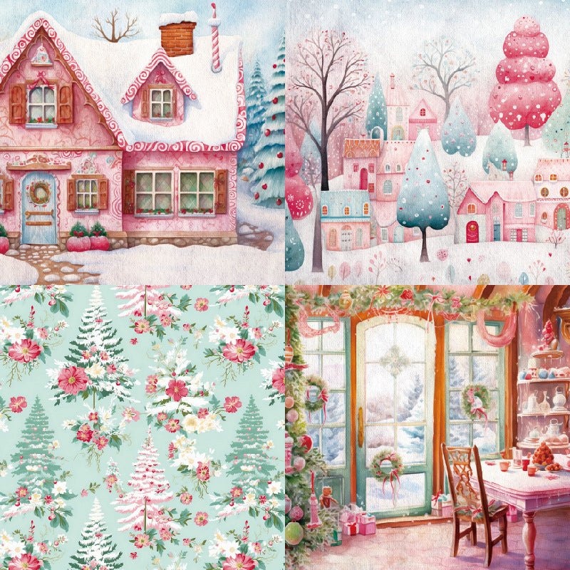 24PCS 6" Holiday Castle Scrapbook Paper & Cardstock