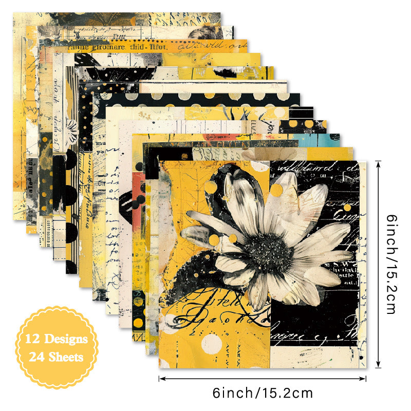 24PCS 6" Stylized Scrapbook Paper & Cardstock