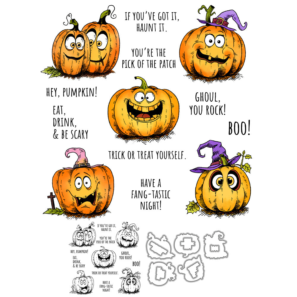Halloween Pumpkin Dies & Stamps Set