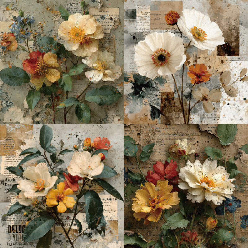 24PCS 6" Beautiful Flowers Scrapbook Paper & Cardstock
