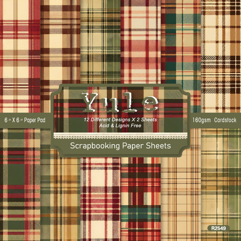 24PCS 6" Yule Scrapbook Paper & Cardstock
