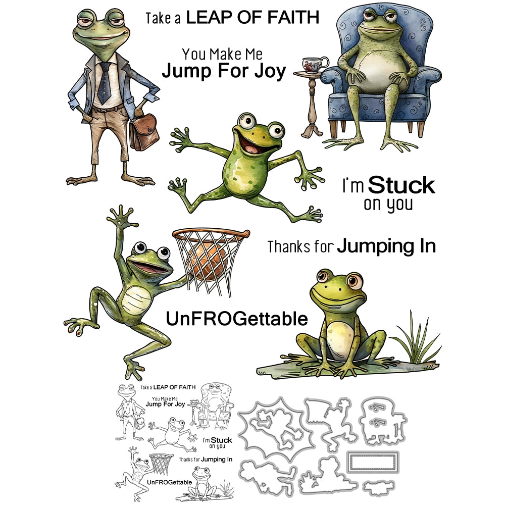 Cartoon Frog Sofa Basketball Dies & Stamps Set