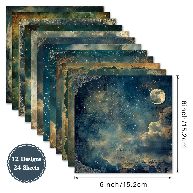 24PCS 6" Moonlit Reverie Scrapbook Paper & Cardstock