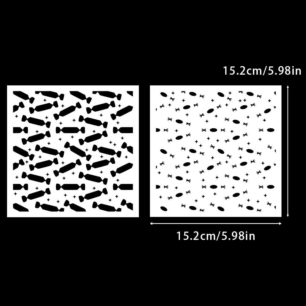2 PCS Candy Pattern DIY Painting Hollow Stencil