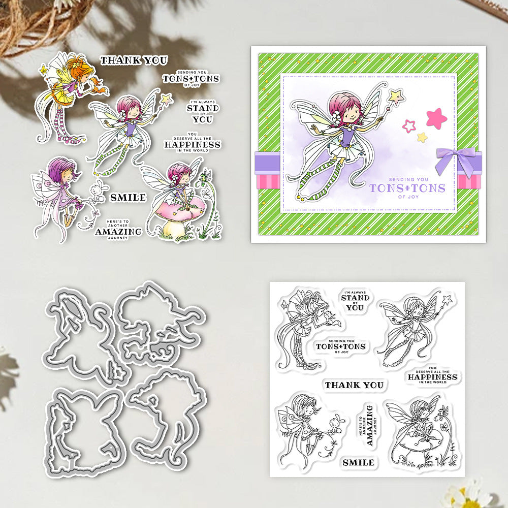 Cute Flowers Fairy Dies & Stamps Set