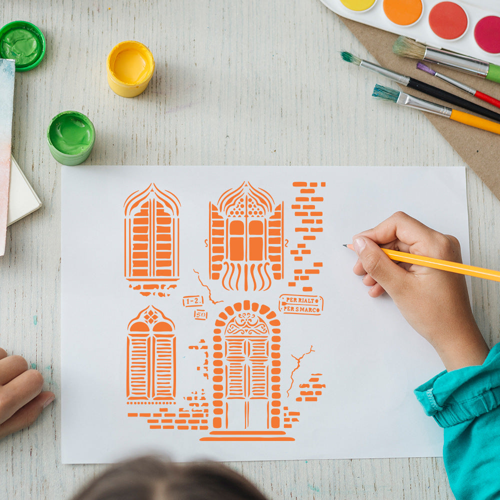 Door and Window Patterns DIY Painting Hollow Stencil