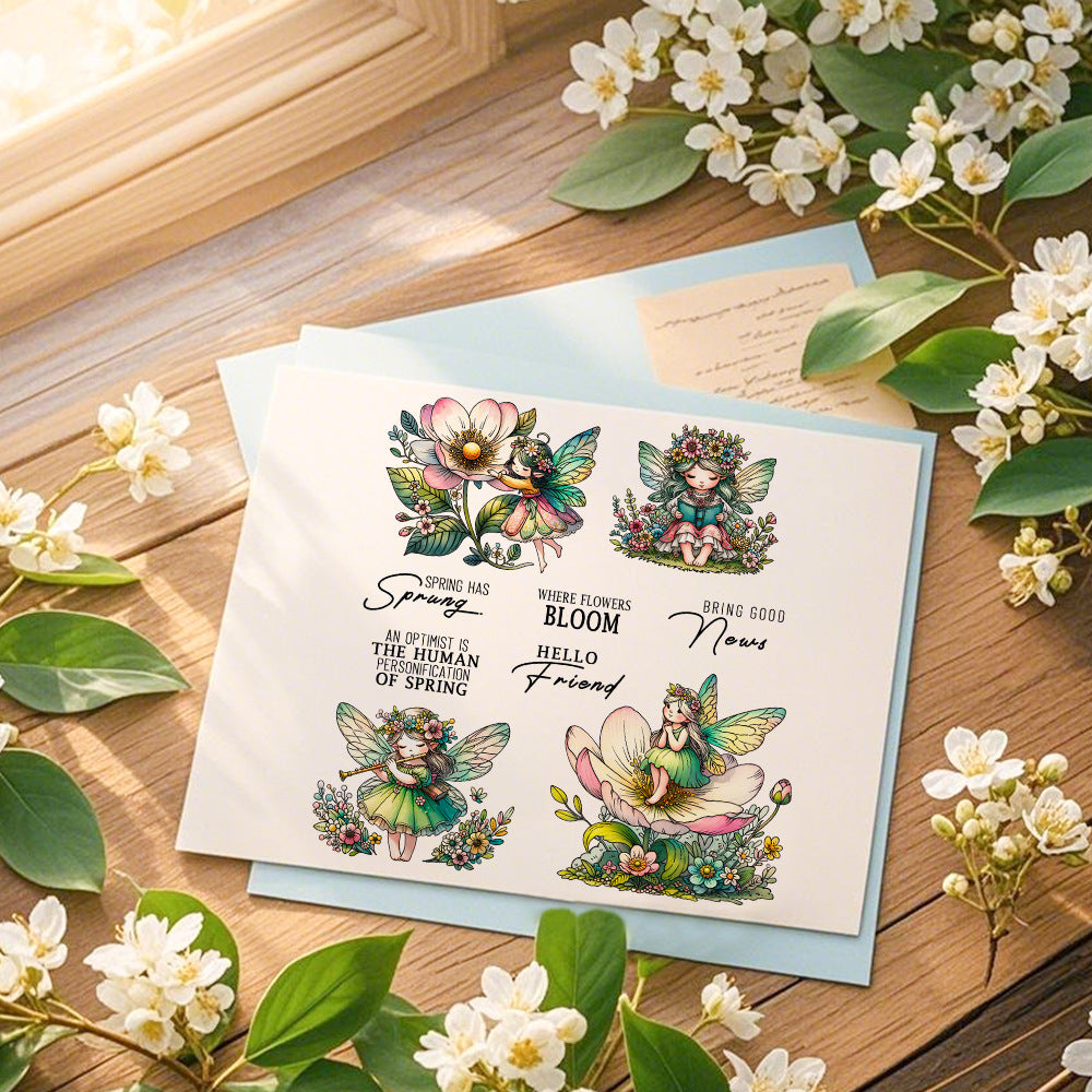 Spring Flower Elves Clear Stamps