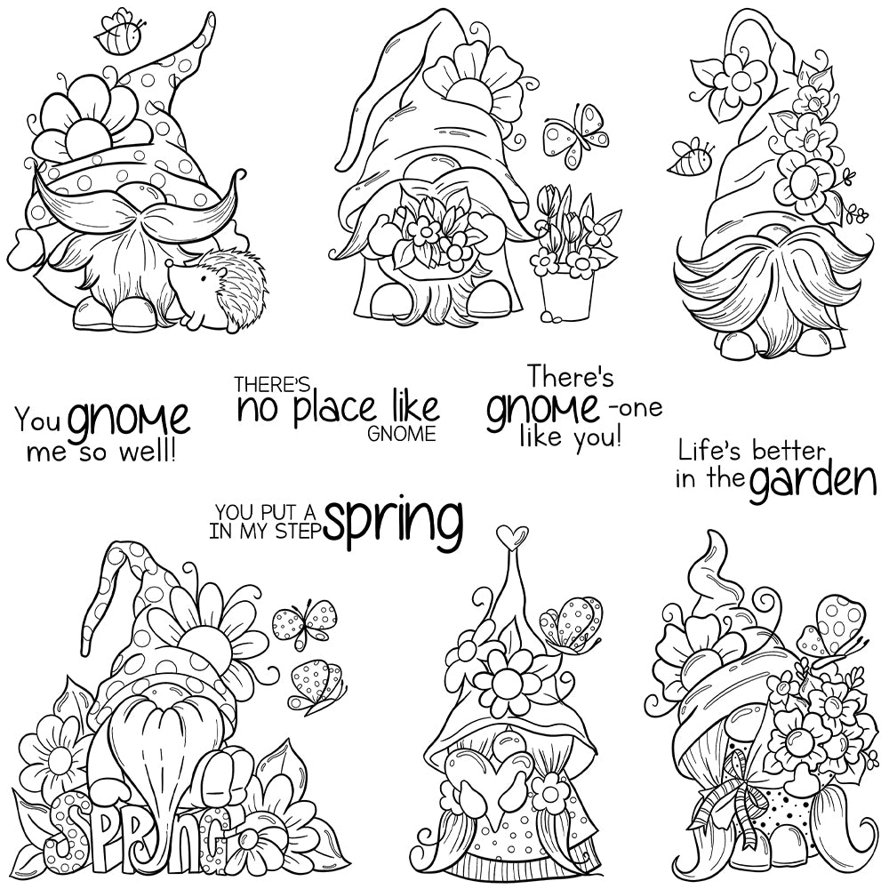 Spring Cute Gnome Dies & Stamps Set