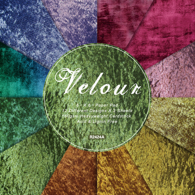 24PCS 6" Velour Scrapbook Paper & Cardstock
