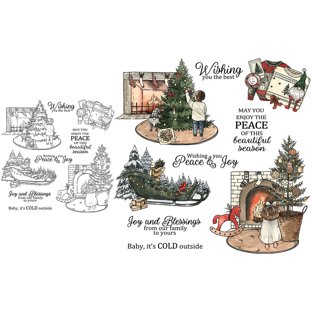 Winter House Christmas Tree Dies & Stamps Set