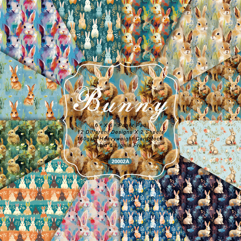 24PCS 6" Bunny Scrapbook Paper & Cardstock