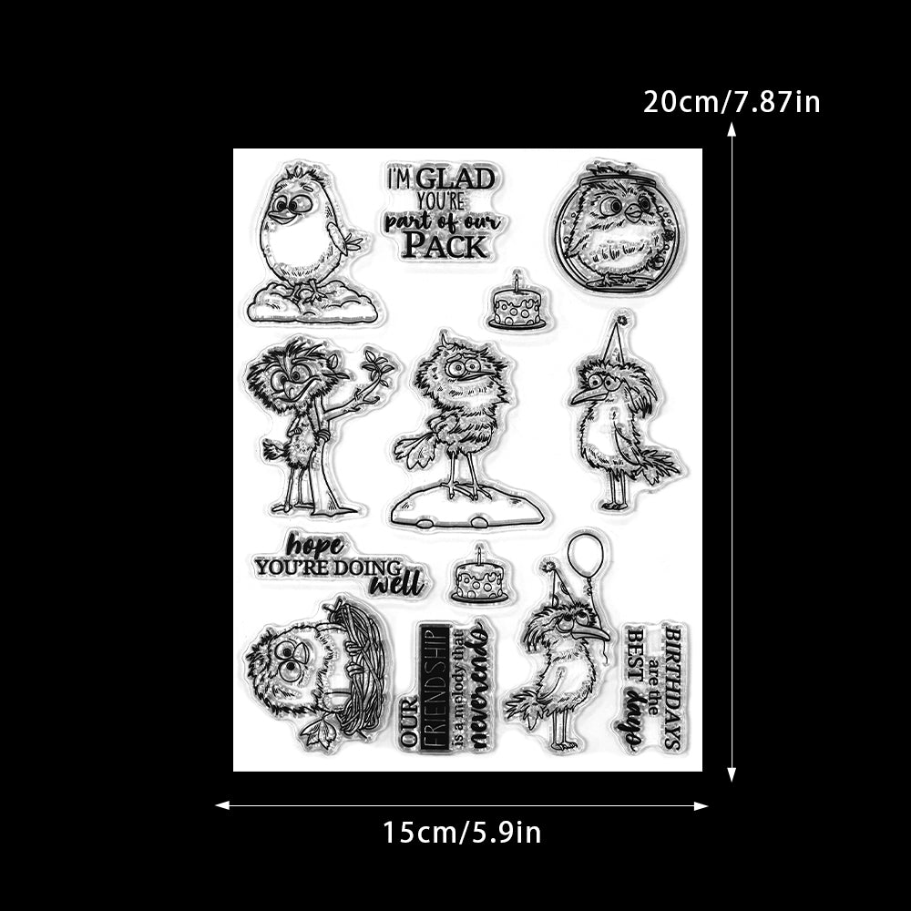 Cute Funny Birds Dies & Stamps Set