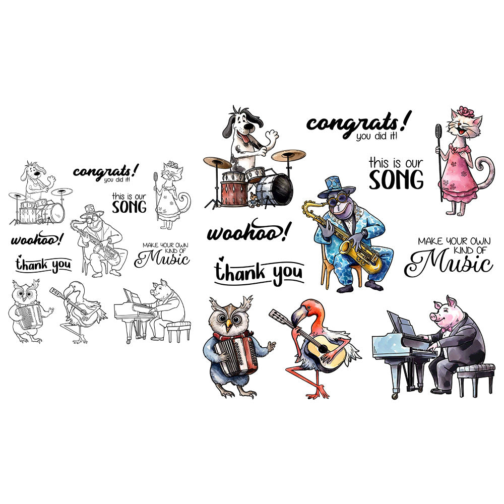 Forest Animals Music Band Dies & Stamps Set