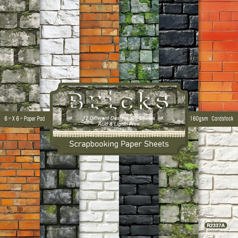 24PCS 6" Bricks Scrapbook Paper & Cardstock