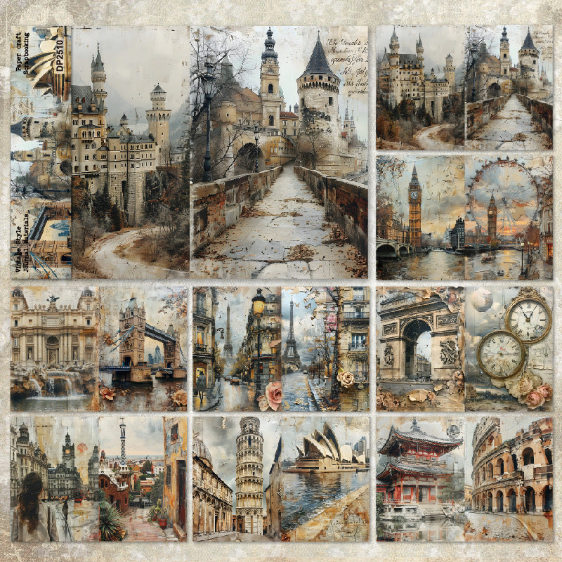 A5 Retro Architecture Journal Scrapbook Paper