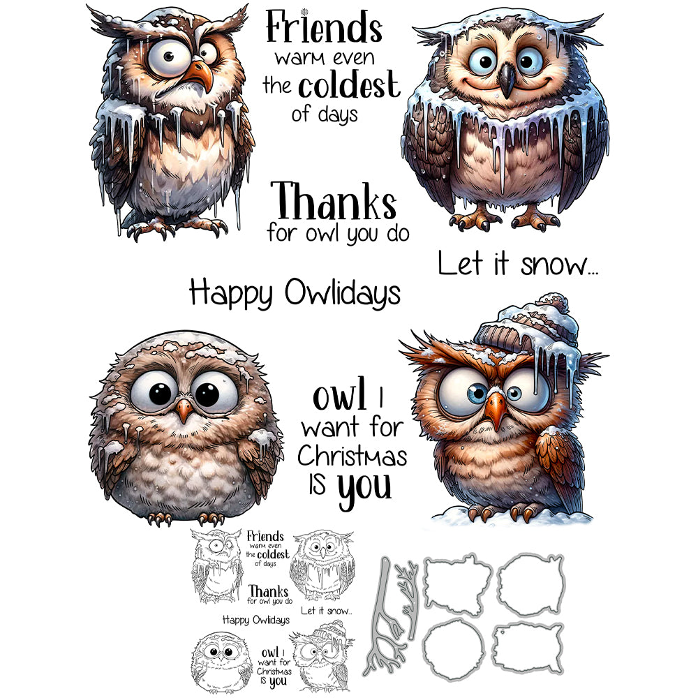 Frozen Owl In Winter Dies & Stamps Set