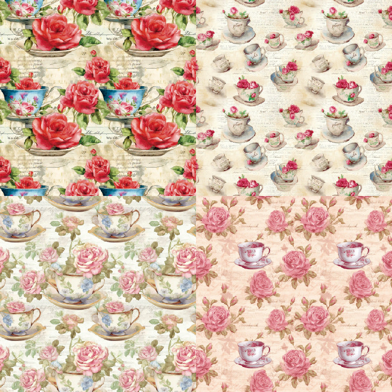 24PCS 6" Cup Of Flower Scrapbook Paper & Cardstock