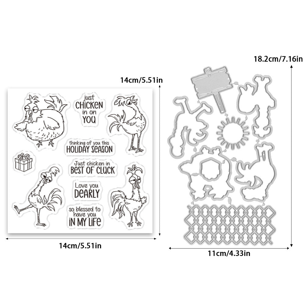 Cartoon Chicken Dies & Stamps Set