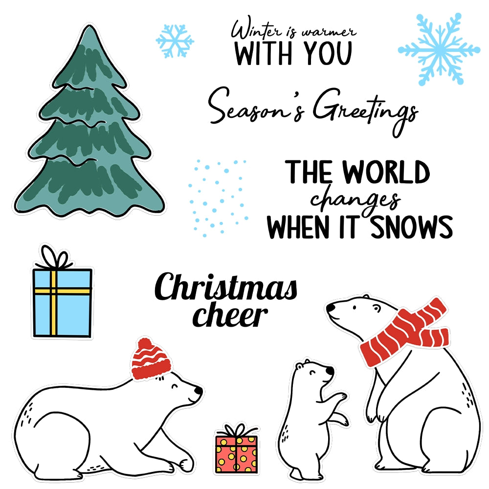 Polar Bear Christmas Tree Gift Dies & Stamps Set