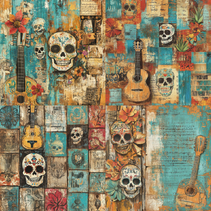 24PCS 6" Skull Scrapbook Paper & Cardstock