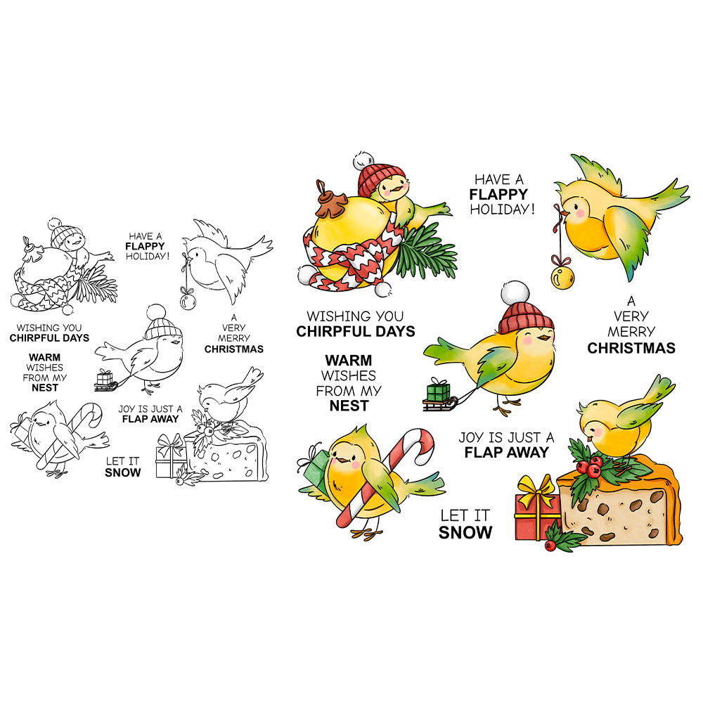 Christmas Cake Bird Dies & Stamps Set