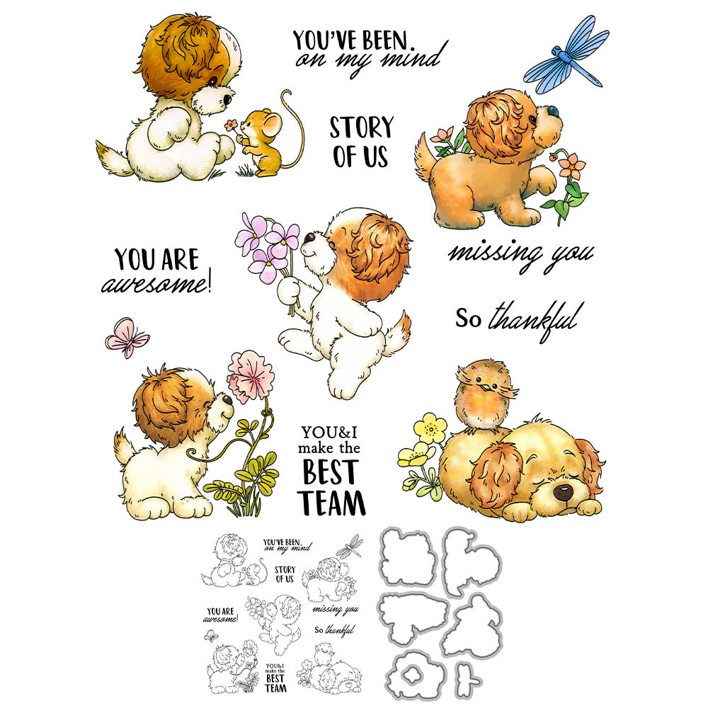 Playing Puppy Dies & Stamps Set