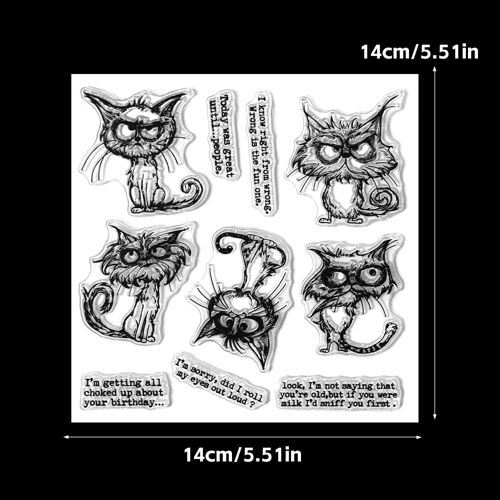 Funny Angry Cats Dies & Stamps Set
