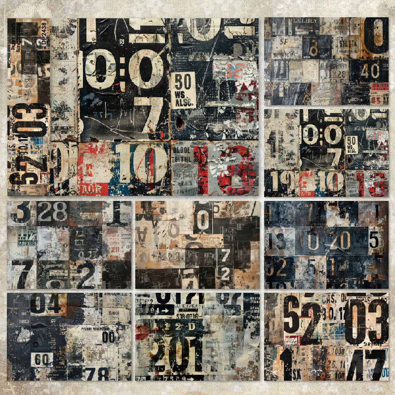 A5 Retro Numbers DIY Scrapbook Paper