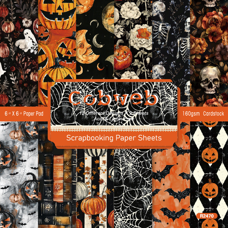 24PCS 6" Cobweb Scrapbook Paper & Cardstock