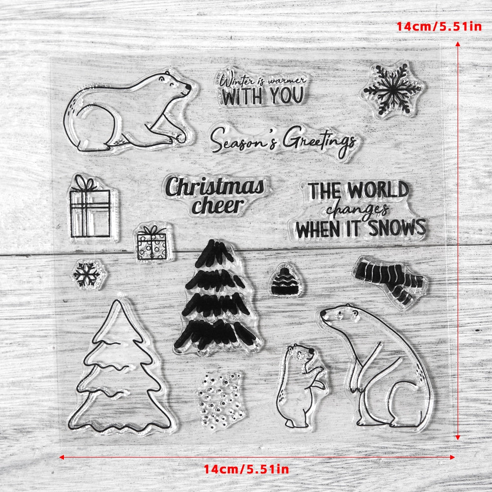 Polar Bear Christmas Tree Gift Dies & Stamps Set