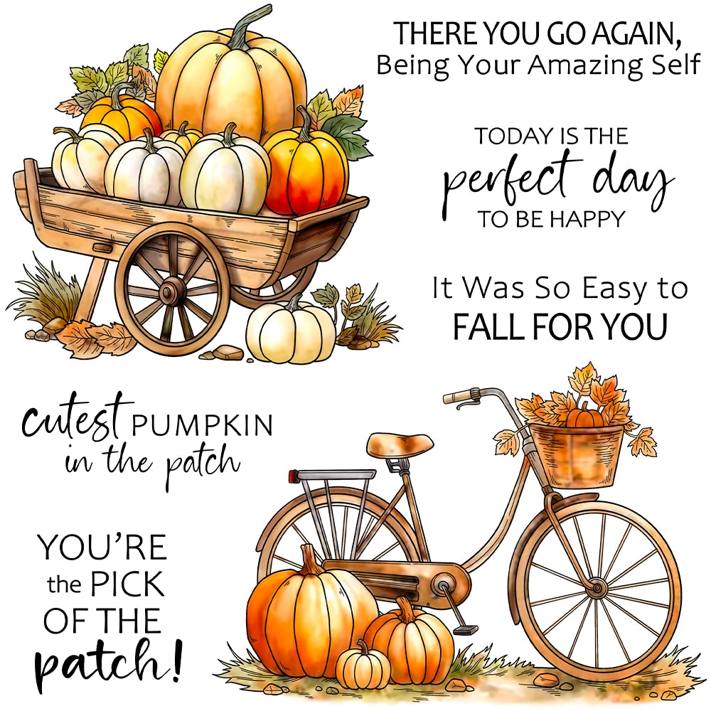 Fall Harvest Pumpkin Bike Dies & Stamps Set